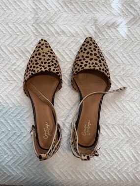 Crown Vintage Leopard D'Orsay Pointed-Toe Flats in Tan and Black
